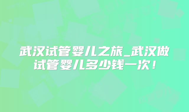 武汉试管婴儿之旅_武汉做试管婴儿多少钱一次!