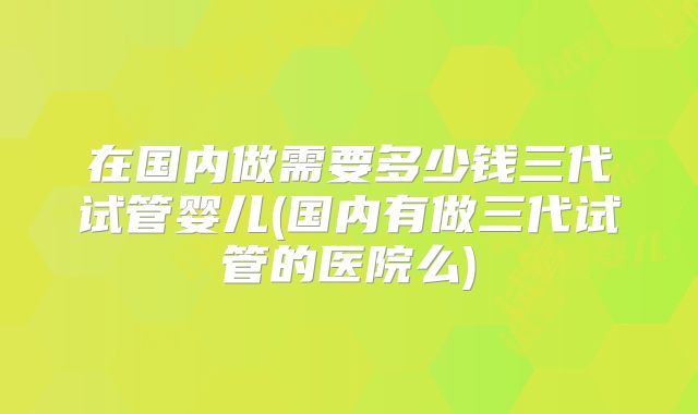 在国内做需要多少钱三代试管婴儿(国内有做三代试管的医院么)