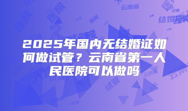 2025年国内无结婚证如何做试管?云南省第一人民医院可以做吗