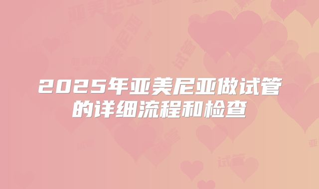 2025年亚美尼亚做试管的详细流程和检查