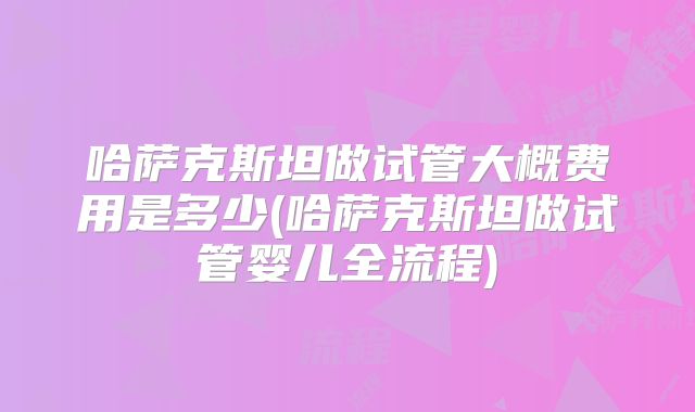 哈萨克斯坦做试管大概费用是多少(哈萨克斯坦做试管婴儿全流程)