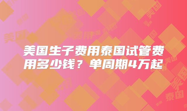 美国生子费用泰国试管费用多少钱？单周期4万起