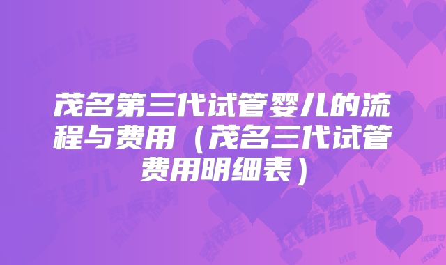 茂名第三代试管婴儿的流程与费用（茂名三代试管费用明细表）