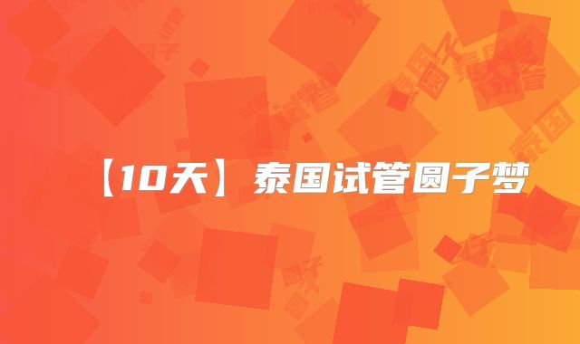 【10天】泰国试管圆子梦