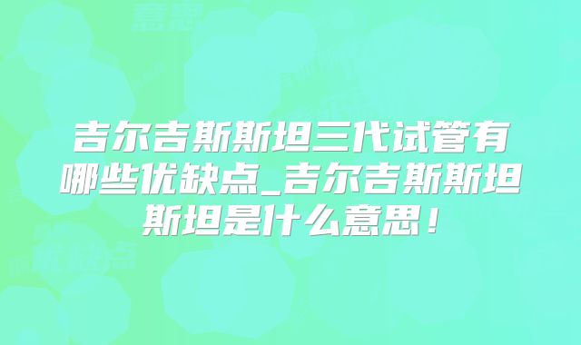 吉尔吉斯斯坦三代试管有哪些优缺点_吉尔吉斯斯坦斯坦是什么意思！