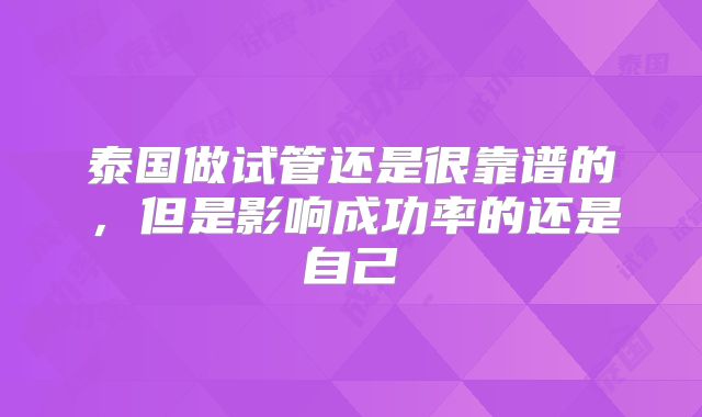 泰国做试管还是很靠谱的，但是影响成功率的还是自己