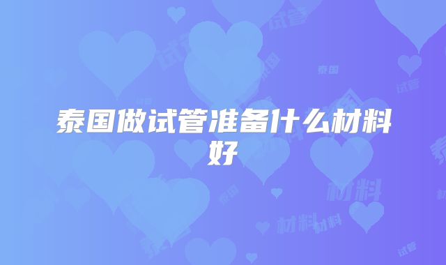 泰国做试管准备什么材料好