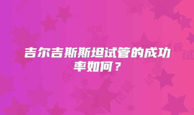 吉尔吉斯斯坦试管的成功率如何？