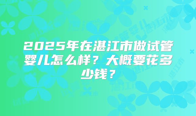 2025年在湛江市做试管婴儿怎么样？大概要花多少钱？