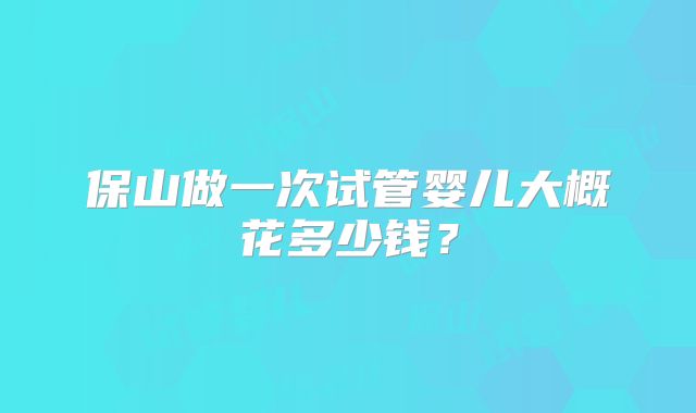 保山做一次试管婴儿大概花多少钱？