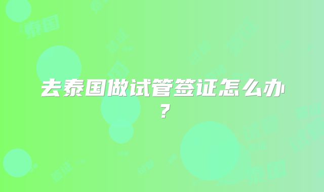 去泰国做试管签证怎么办？