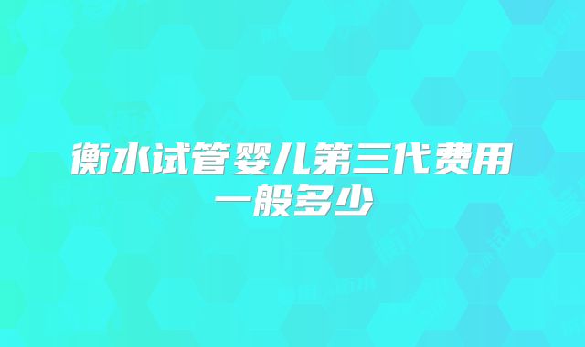 衡水试管婴儿第三代费用一般多少