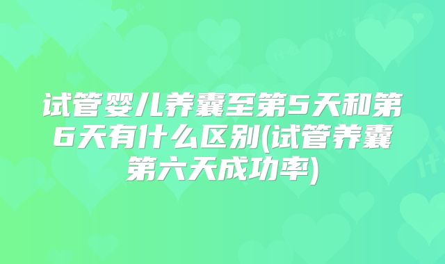 试管婴儿养囊至第5天和第6天有什么区别(试管养囊第六天成功率)