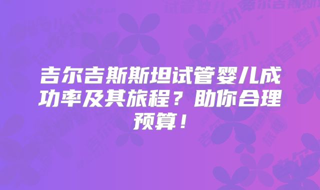 吉尔吉斯斯坦试管婴儿成功率及其旅程？助你合理预算！