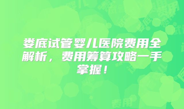 娄底试管婴儿医院费用全解析，费用筹算攻略一手掌握！