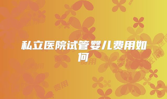 私立医院试管婴儿费用如何