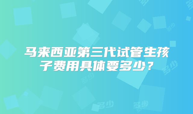 马来西亚第三代试管生孩子费用具体要多少？