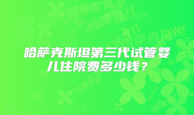 哈萨克斯坦第三代试管婴儿住院费多少钱？