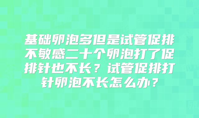 基础卵泡多但是试管促排不敏感二十个卵泡打了促排针也不长?试管促排打针卵泡不长怎么办?