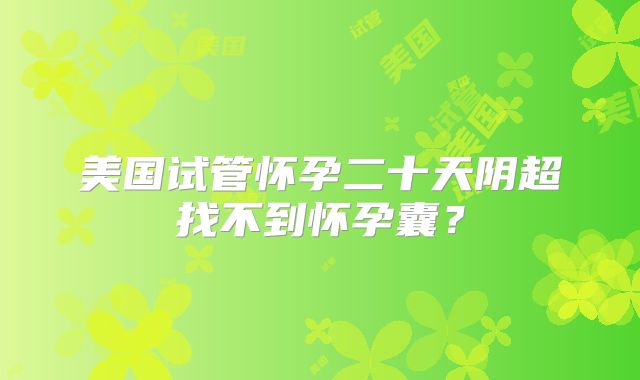 美国试管怀孕二十天阴超找不到怀孕囊？