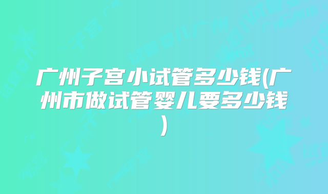 广州子宫小试管多少钱(广州市做试管婴儿要多少钱)