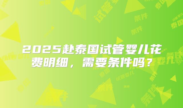 2025赴泰国试管婴儿花费明细，需要条件吗？
