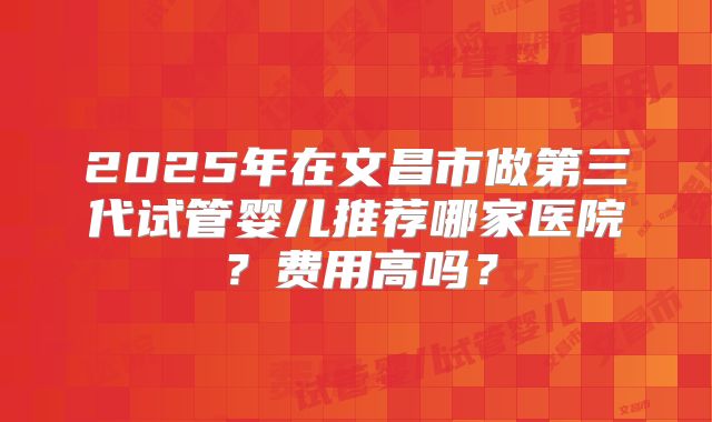 2025年在文昌市做第三代试管婴儿推荐哪家医院?费用高吗?