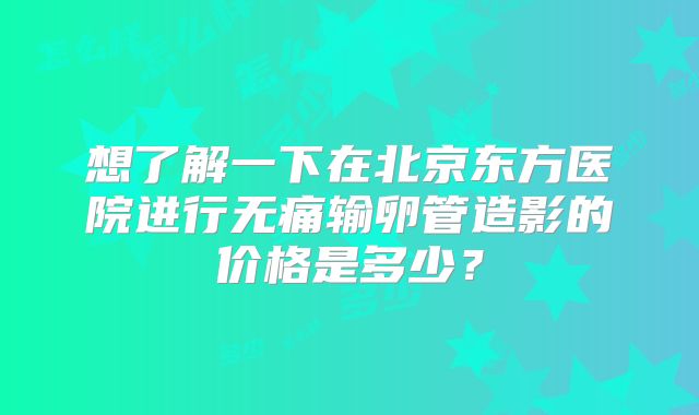 想了解一下在北京东方医院进行无痛输卵管造影的价格是多少？