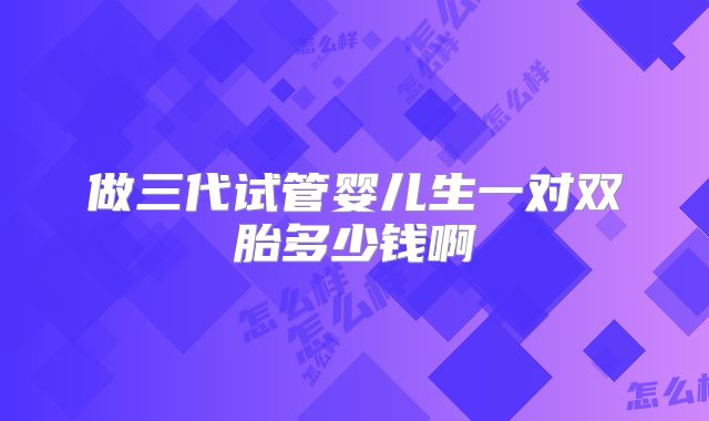 做三代试管婴儿生一对双胎多少钱啊