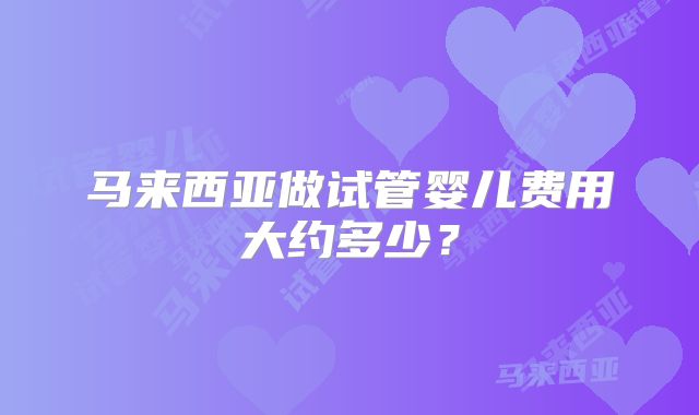 马来西亚做试管婴儿费用大约多少？