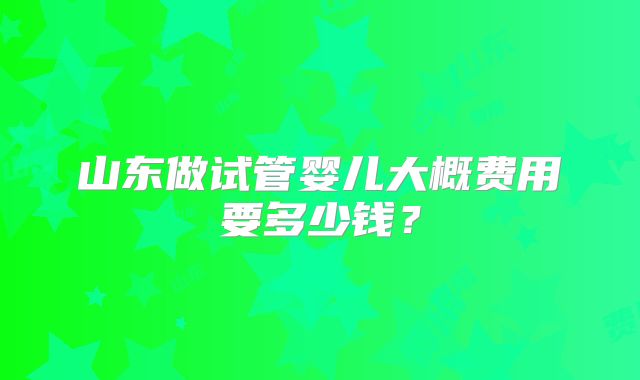 山东做试管婴儿大概费用要多少钱？