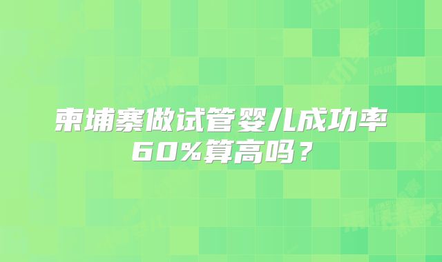 柬埔寨做试管婴儿成功率60%算高吗？