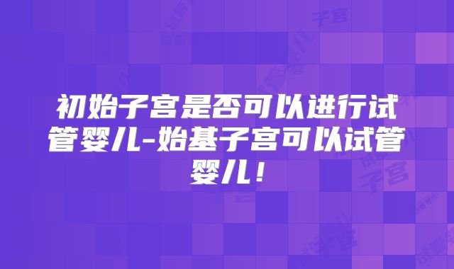 初始子宫是否可以进行试管婴儿-始基子宫可以试管婴儿!