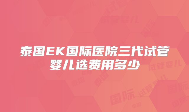 泰国EK国际医院三代试管婴儿选费用多少