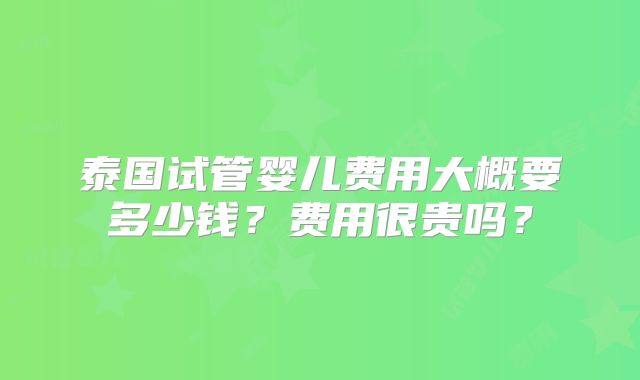 泰国试管婴儿费用大概要多少钱？费用很贵吗？