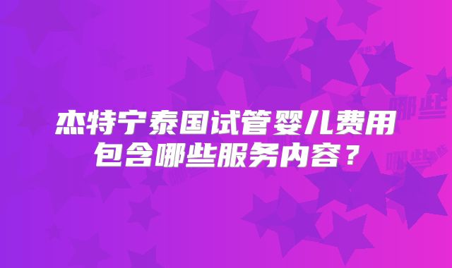 杰特宁泰国试管婴儿费用包含哪些服务内容？