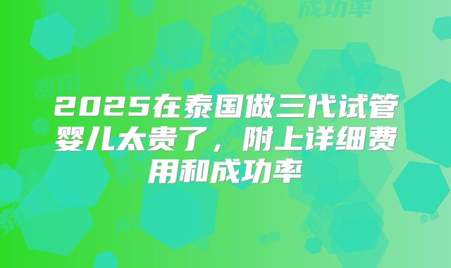 2025在泰国做三代试管婴儿太贵了，附上详细费用和成功率