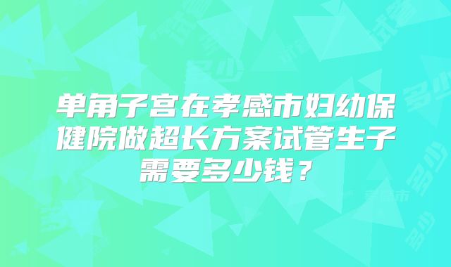 单角子宫在孝感市妇幼保健院做超长方案试管生子需要多少钱？