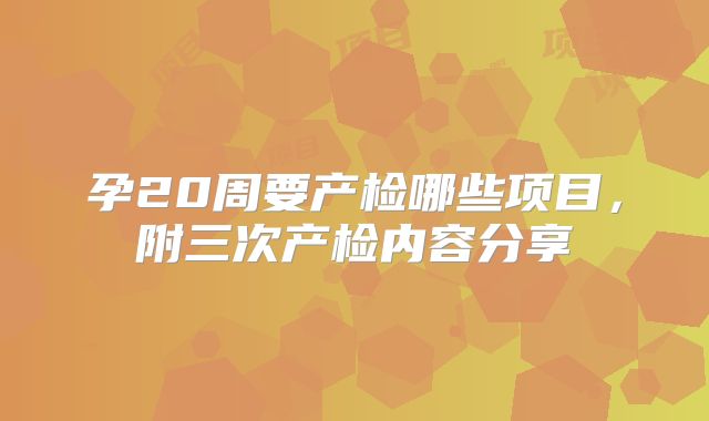 孕20周要产检哪些项目,附三次产检内容分享