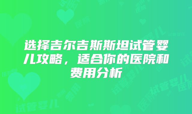 选择吉尔吉斯斯坦试管婴儿攻略，适合你的医院和费用分析