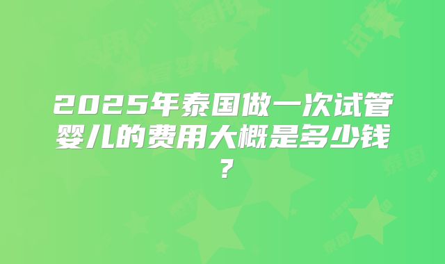 2025年泰国做一次试管婴儿的费用大概是多少钱？