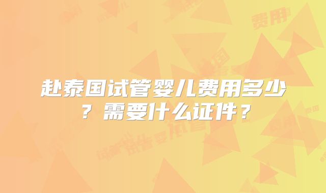 赴泰国试管婴儿费用多少?需要什么证件?