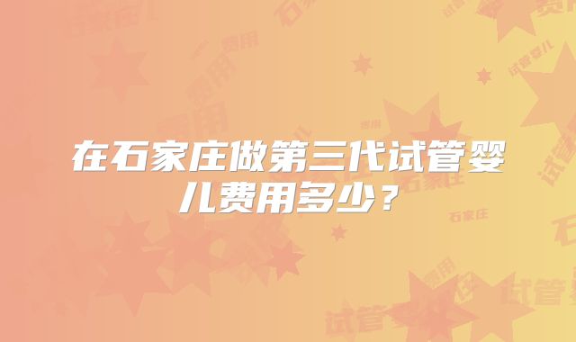在石家庄做第三代试管婴儿费用多少？