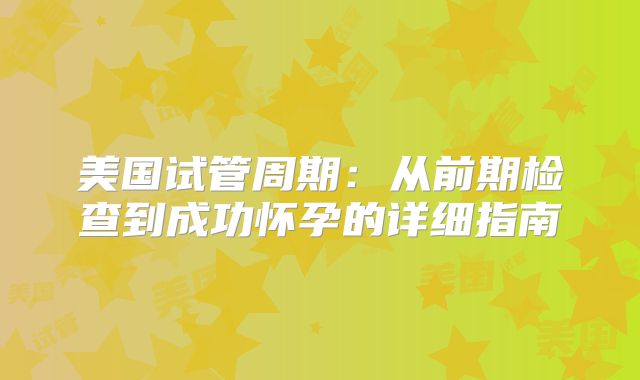 美国试管周期：从前期检查到成功怀孕的详细指南