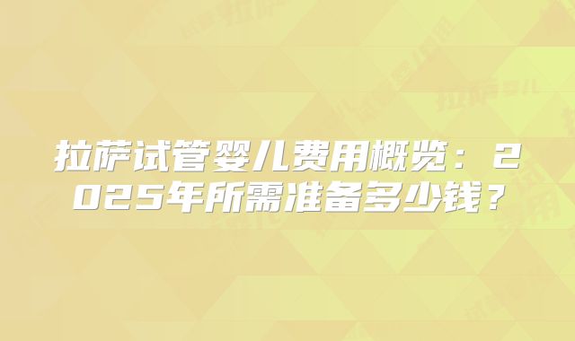 拉萨试管婴儿费用概览:2025年所需准备多少钱?