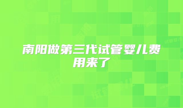 南阳做第三代试管婴儿费用来了