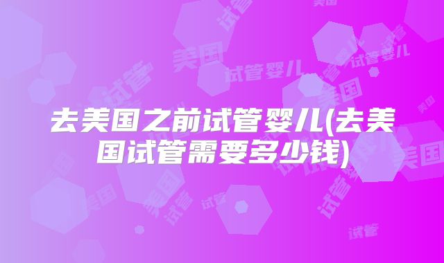 去美国之前试管婴儿(去美国试管需要多少钱)