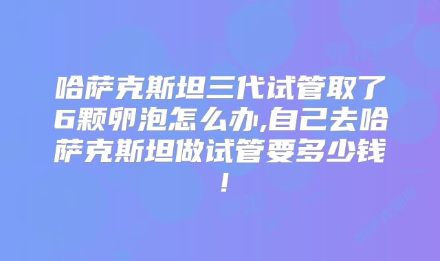 哈萨克斯坦三代试管取了6颗卵泡怎么办,自己去哈萨克斯坦做试管要多少钱！