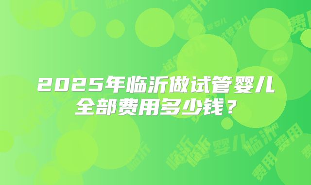 2025年临沂做试管婴儿全部费用多少钱？