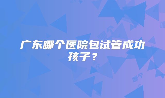 广东哪个医院包试管成功孩子?